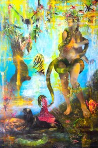 FERNANDO LINDOTE - “Do que é Impossível conter (depoisantes)”- 2018, óleo sobre tela, 300 x 200 cm, Foto Guilherme Ternes.