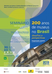 Seminário vai propor uma reflexão sobre dois séculos de presença contínua dos museus em território brasileiro, celebrados em 2018 por ocasião do bicentenário de criação do Museu Nacional.